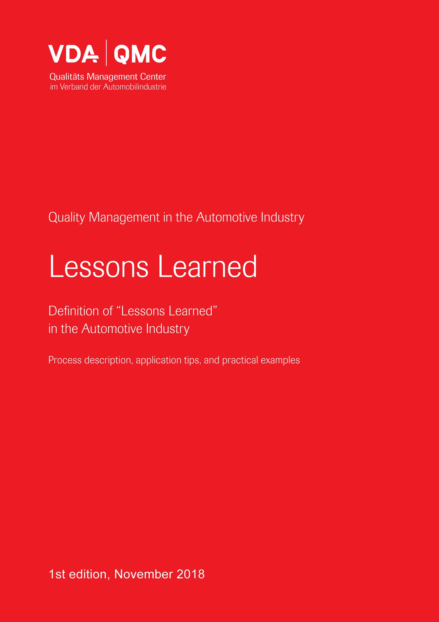 Publications  VDA Lessons Learned - Definition of 